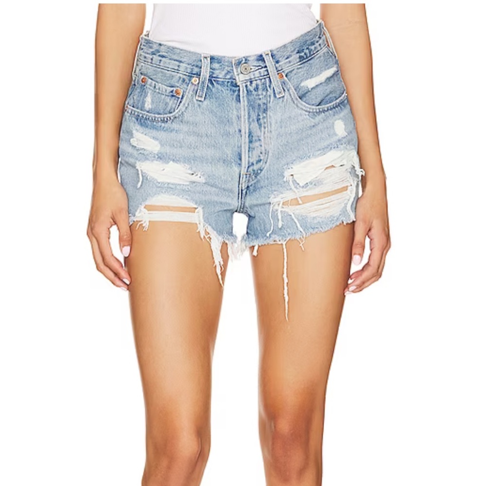 Levi 501 high waisted jean shorts from Revolve
